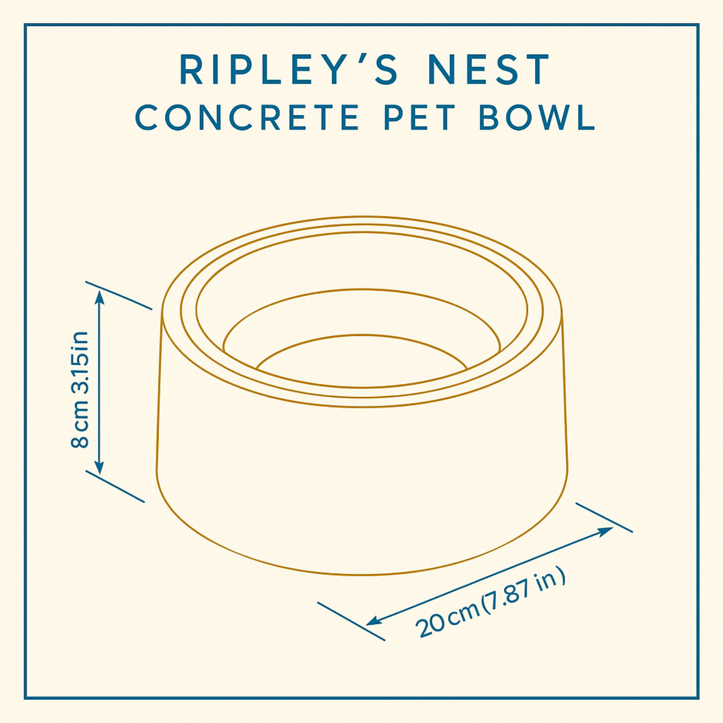 Concrete Pet Bowl | Heavy Duty Food & Water Dish for Dogs & Cats