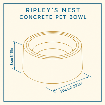 Concrete Pet Bowl | Heavy Duty Food & Water Dish for Dogs & Cats