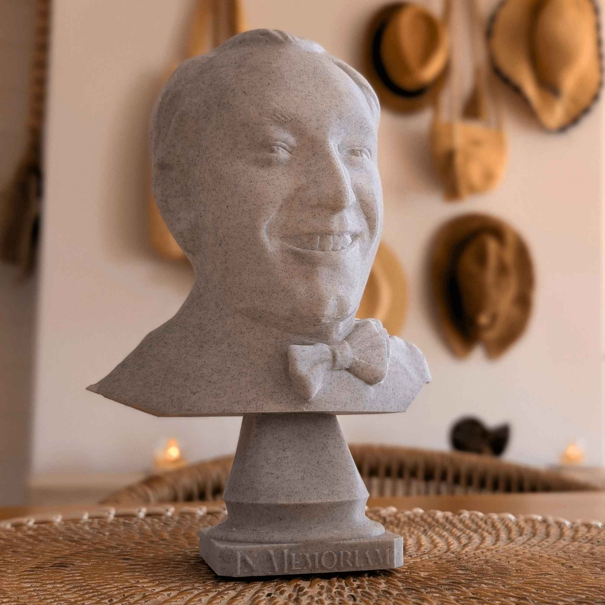 Custom Photo-to-Bust Sculpture displayed alongside complementary pieces