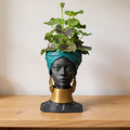 African Woman Head Planter close-up texture detail