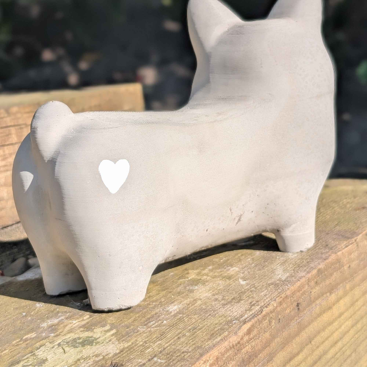 Handmade Corgi Stone Ornament with Heart front view