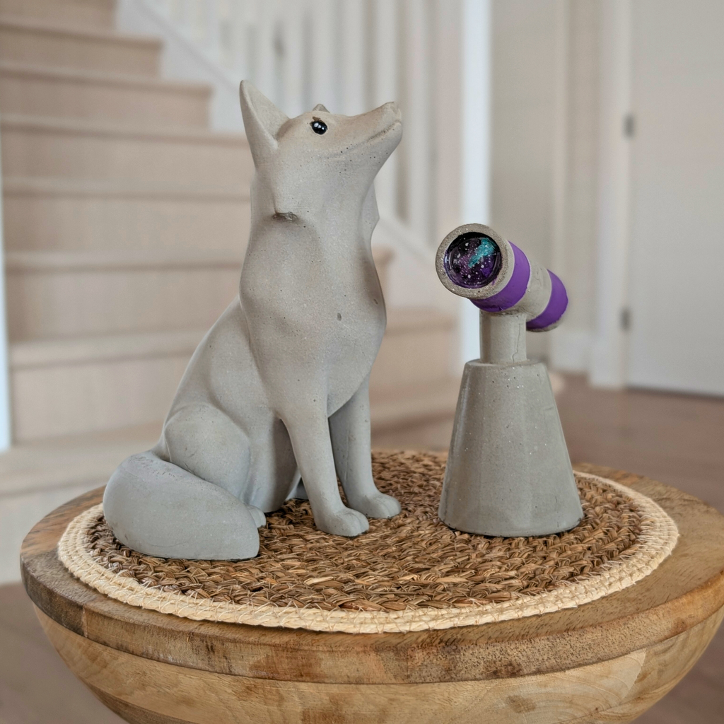 Stargazing Fox & Telescope Duo