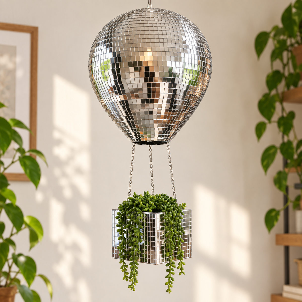 Mirror hot-air-balloon planter