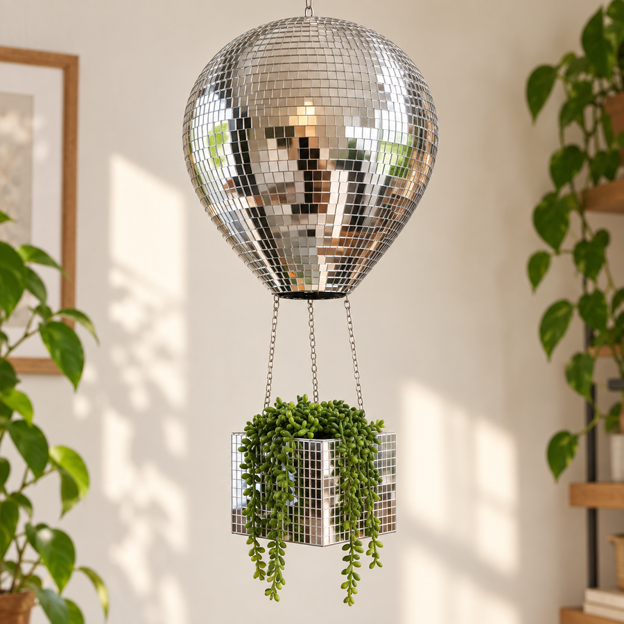 Mirror hot-air-balloon planter