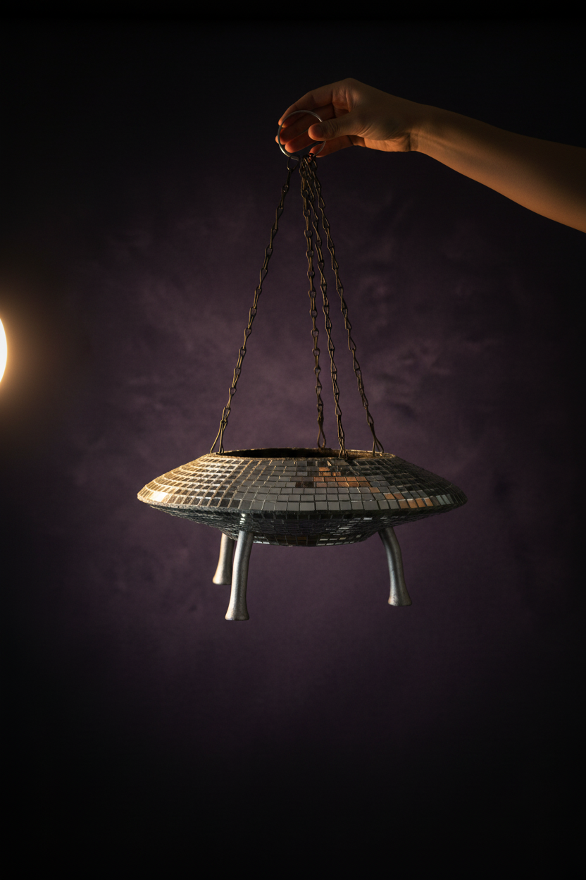 The Mothership disco mirror ball hanging planter - 11-hand-chains