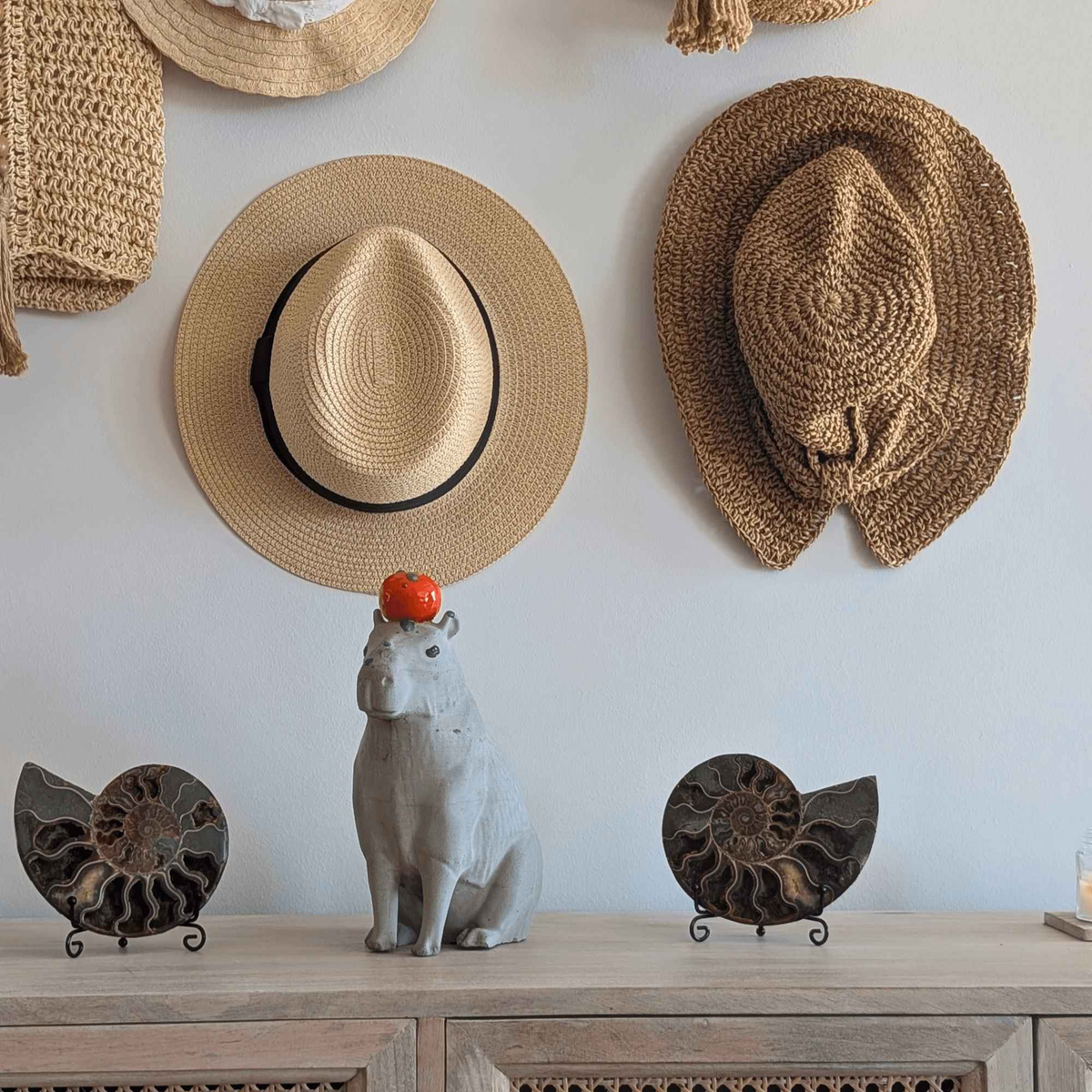 Capybara with Orange Concrete Sculpture lifestyle context shot