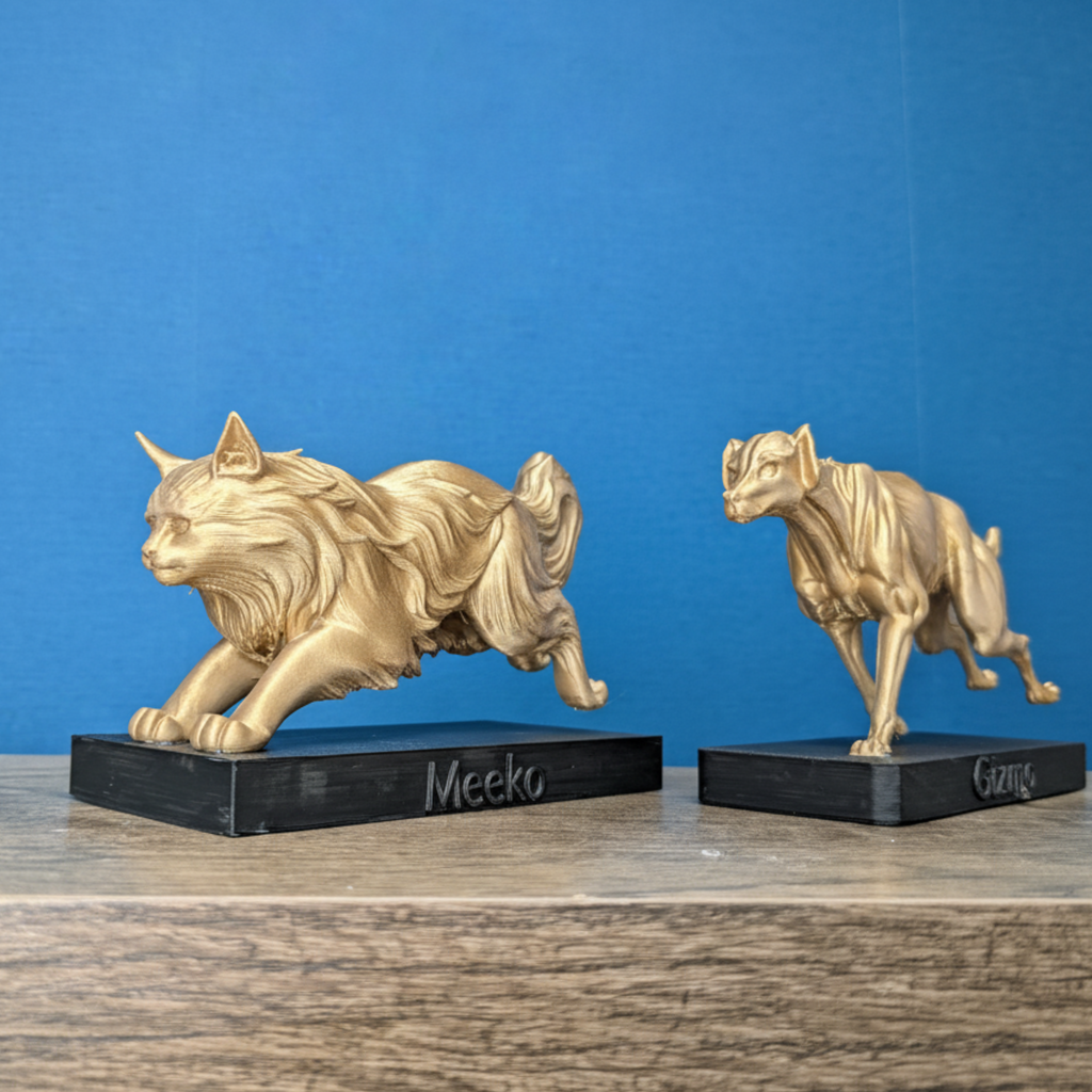 Custom Dynamic Pet Statue with Engraved Base