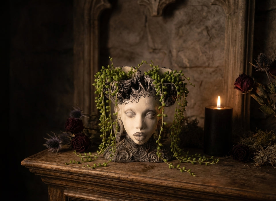 Necronomia Head Planter - side view | Ripleys Nest