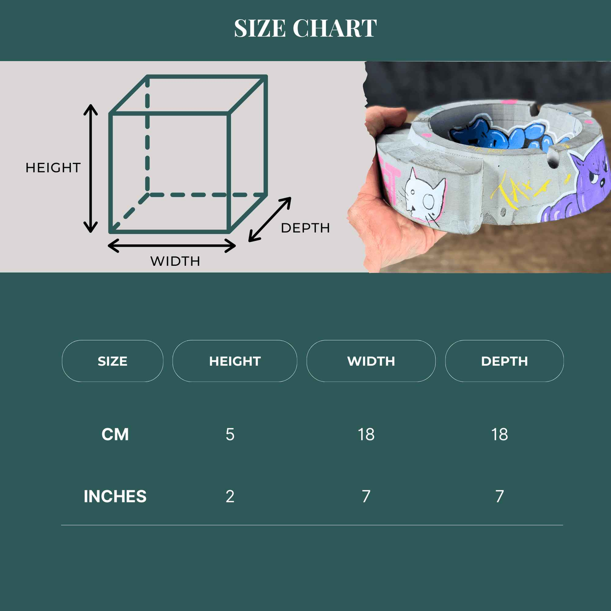 Custom Graffiti Concrete Ashtray functional detail close-up