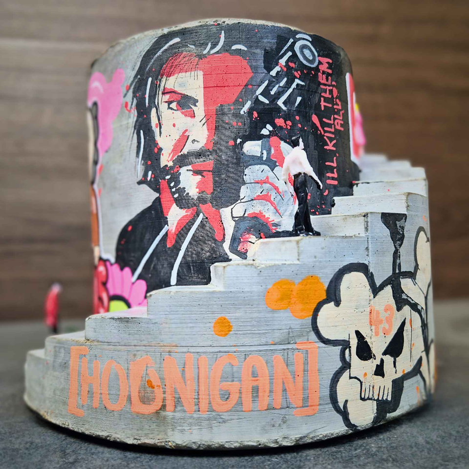 Statement Graffiti Planter - Unique Home Decor for Urban Aesthetics in-use demonstration