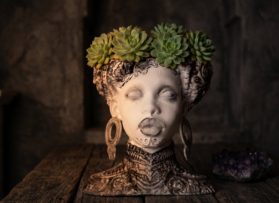 Necronomia Head Planter - front view | Ripleys Nest