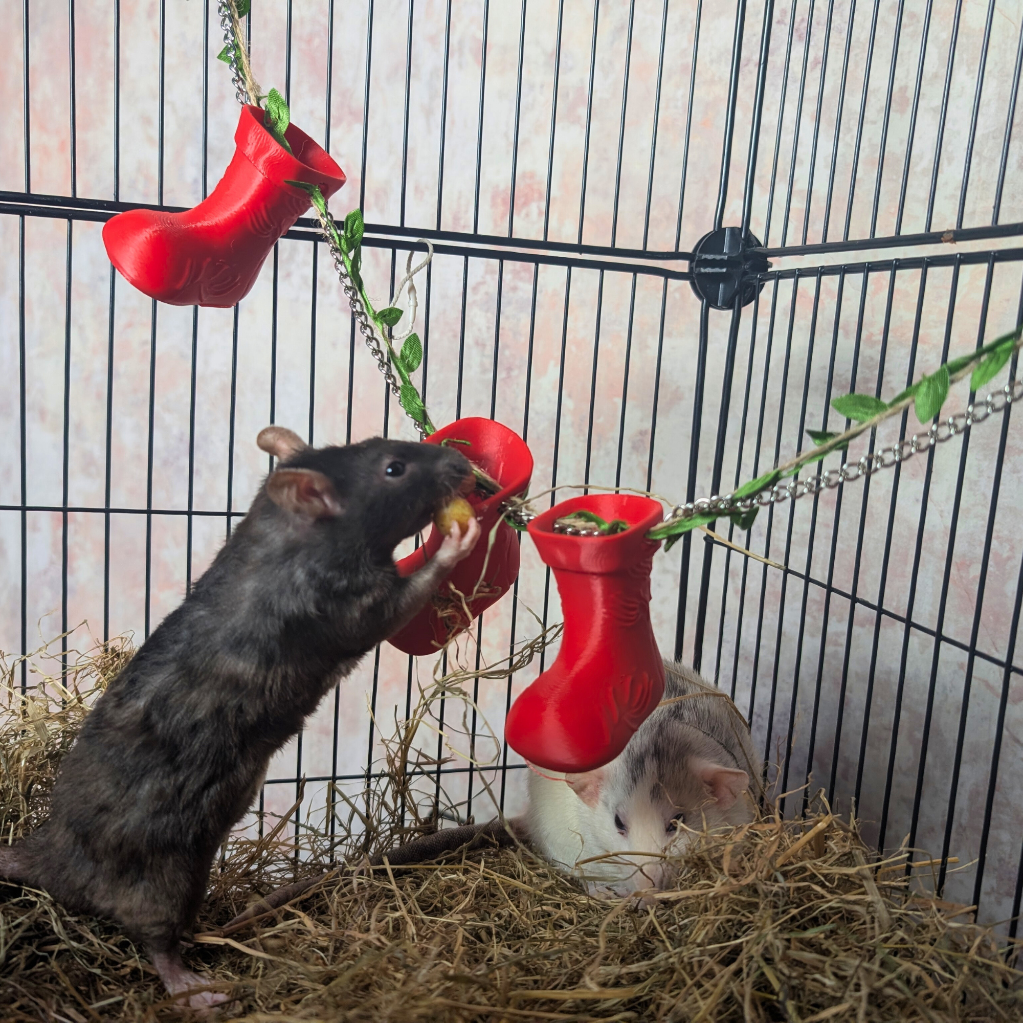 Christmas Rat Collection Set | Rat Enrichment Toy Bundle | Christmas Pet Accessories Small Animal Hide