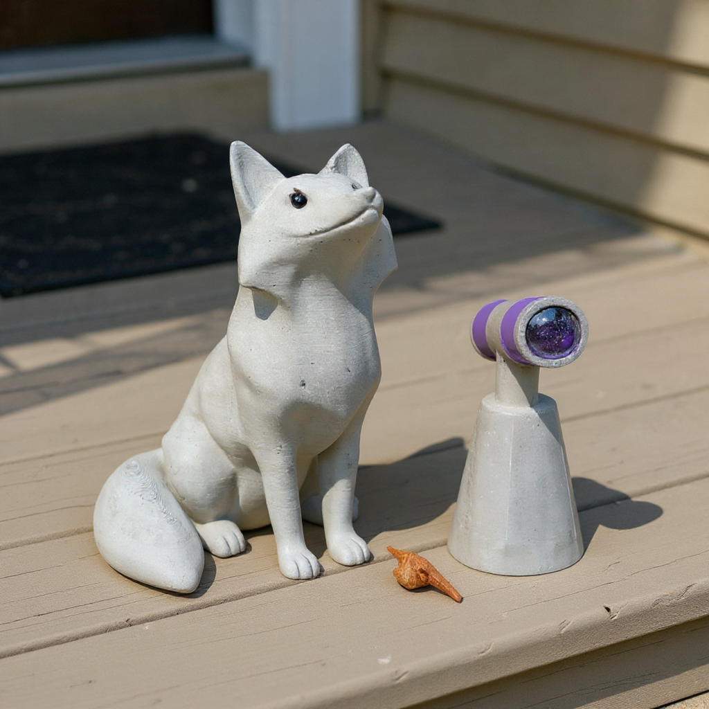Stargazing Fox & Telescope Duo