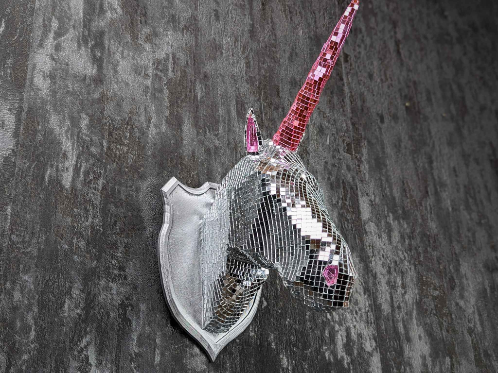 Silver Mirror Unicorn Bust