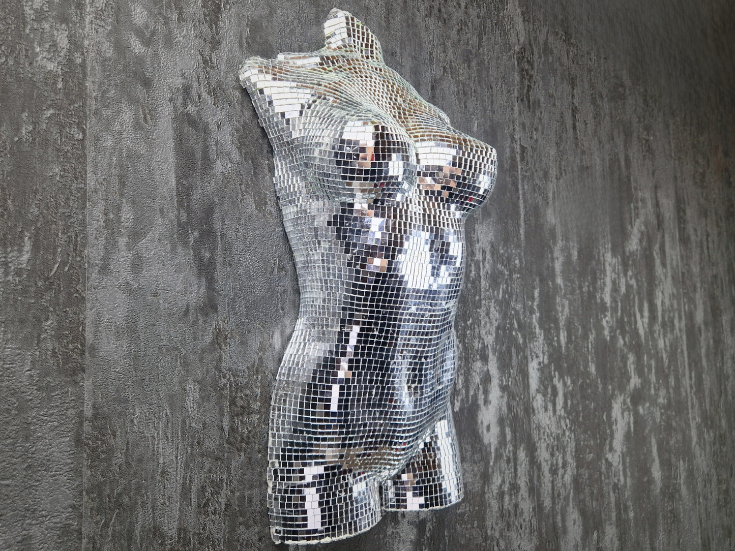 Female Body Sculpture, Modern Mirror Ball Wall Art, Luxury Home Decor, Statement Art Piece