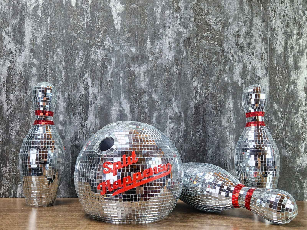 Personalized Disco Bowling Trophy Set