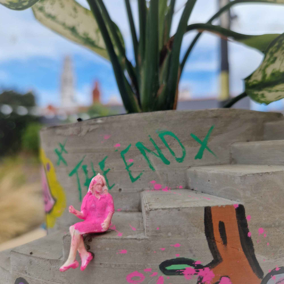 Statement Graffiti Planter - Unique Home Decor for Urban Aesthetics additional angle showing colour accuracy