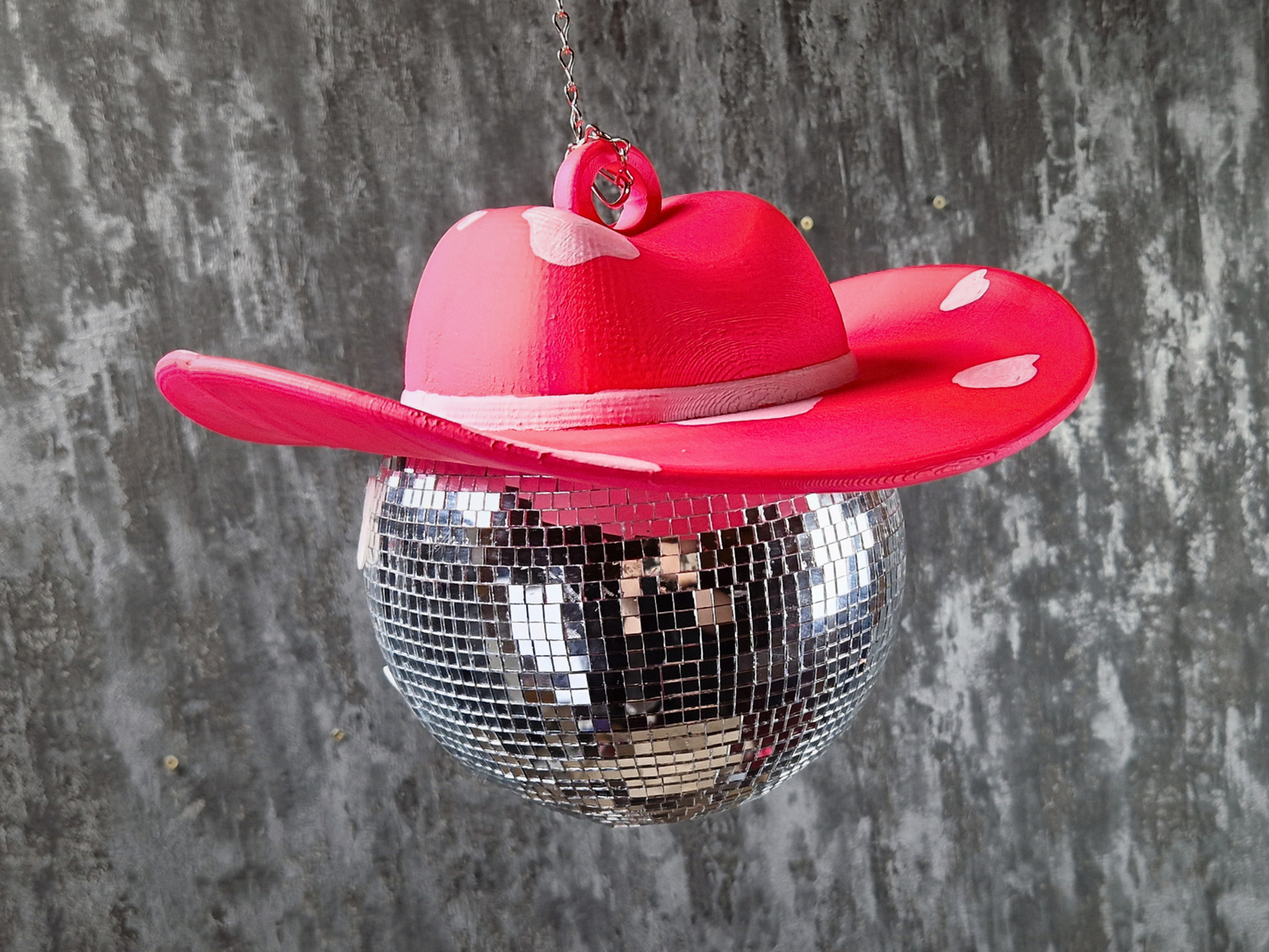 Pink Cowboy Hat Disco Ball • Fun Western Party Decor, Unique Car Ornament, Hen Night Gift, Car Ornament