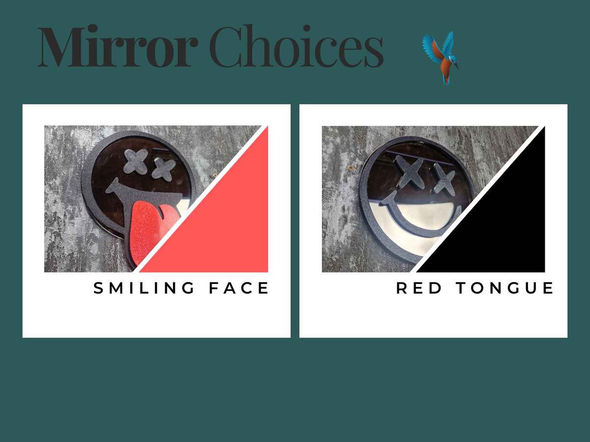 Edgy Round Mirror additional angle showing colour accuracy