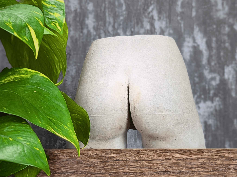 Cheeky Bum Cast Stone Planter — studio shot — handmade in UK
