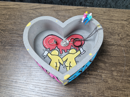 Heart-Shaped Graffiti Ashtray, trinket tray, Custom Colors & Names • Unique Home Decor, Artistic Gift Idea