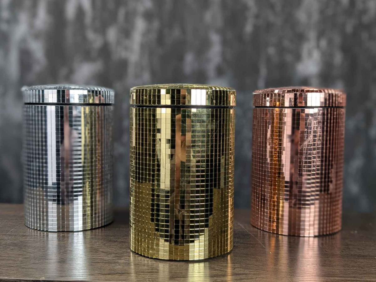 Mirrored Disco Kitchen Storage Canister Set product packaging and presentation