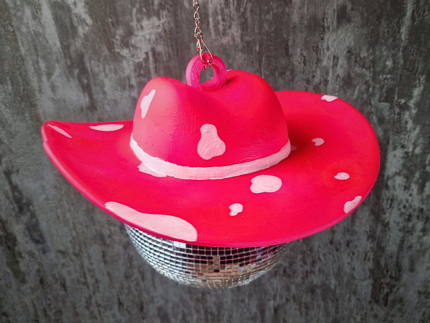 Pink Cowboy Hat Disco Ball • Fun Western Party Decor, Unique Car Ornament, Hen Night Gift, Car Ornament