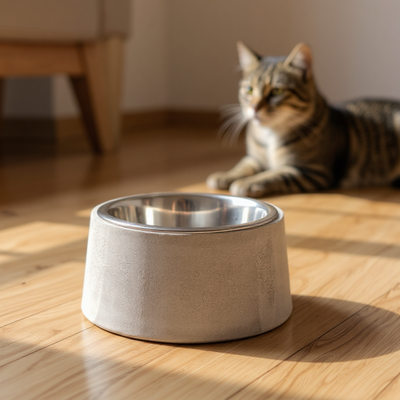Concrete Pet Bowl | Heavy Duty Food & Water Dish for Dogs & Cats
