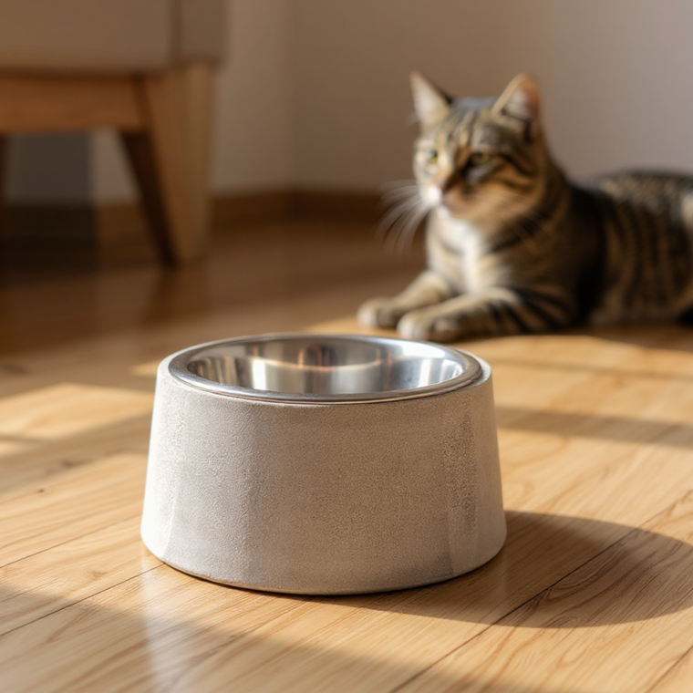 Cast Stone Pet Bowl - hand-cast stone - handmade in Cumbria, UK