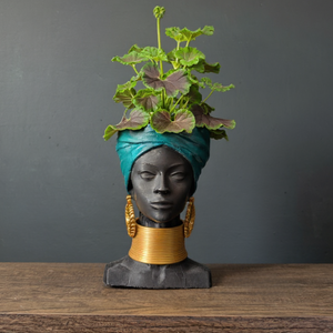 African Woman Head Planter | Unique Face Planter Pot