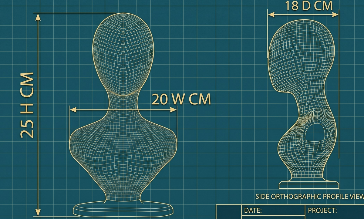 dimensions diagram showing 25cm height, 20cm width, 18cm depth