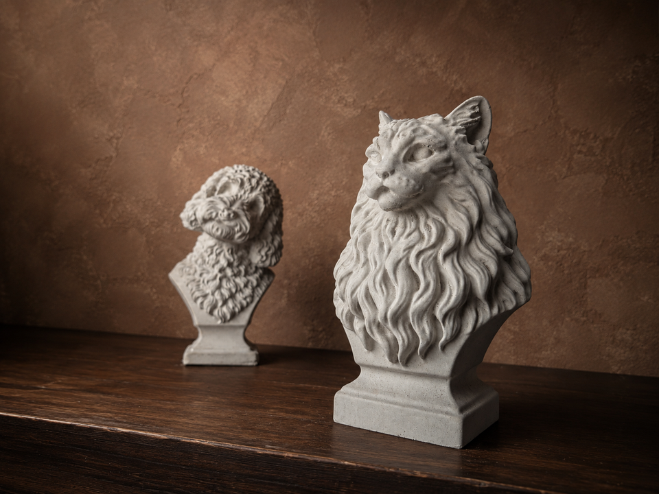 Custom cast stone pet bust made from pet photos view 3
