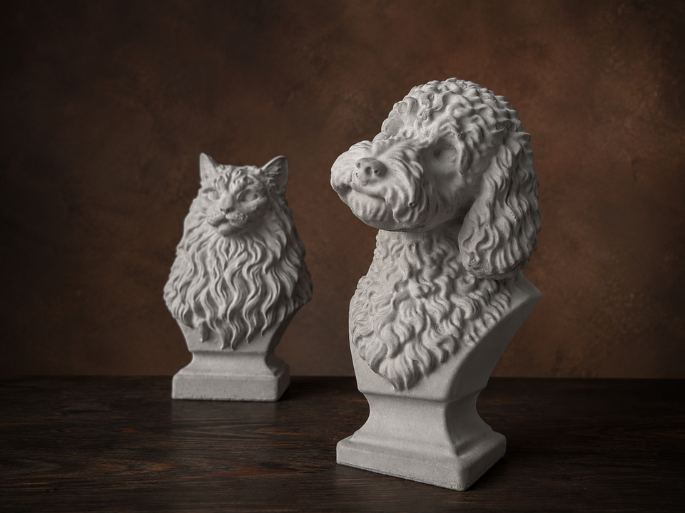 Custom cast stone pet bust made from pet photos view 4