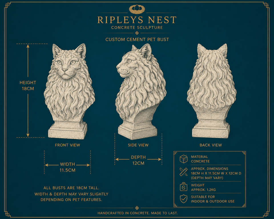 Custom cast stone pet bust made from pet photos view 6