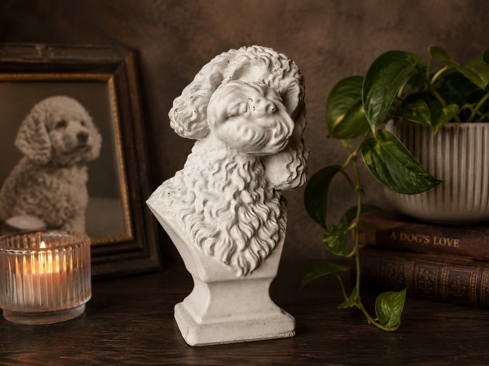 Custom cast stone pet bust made from pet photos view 8