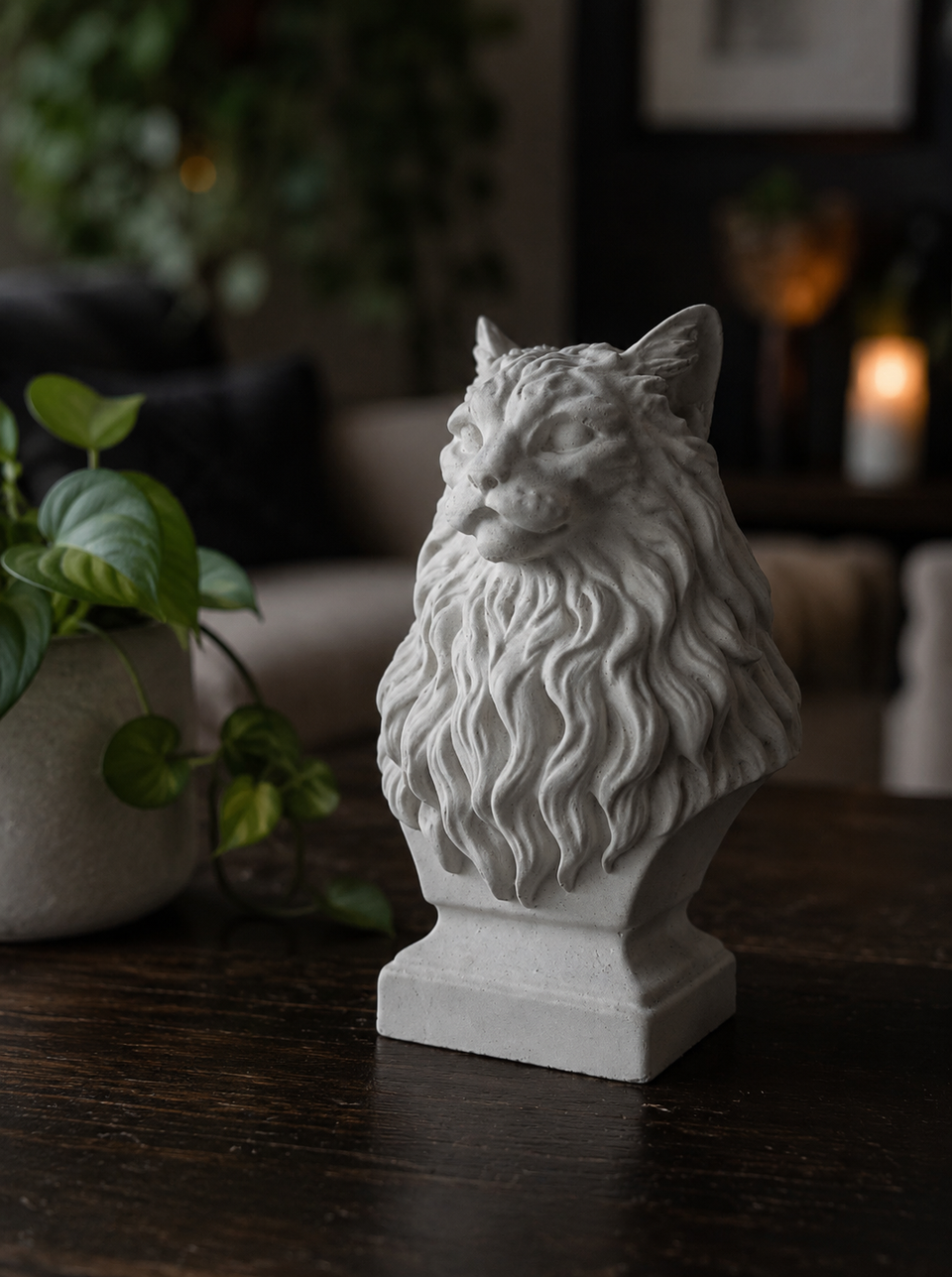 Custom cast stone pet bust made from pet photos view 9