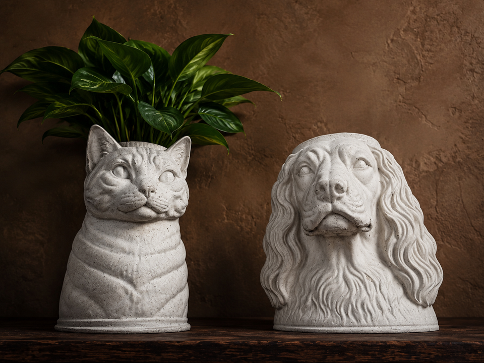 Custom cast stone pet plant pot made from pet photos view 4