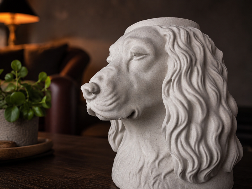 Custom cast stone pet plant pot made from pet photos view 7
