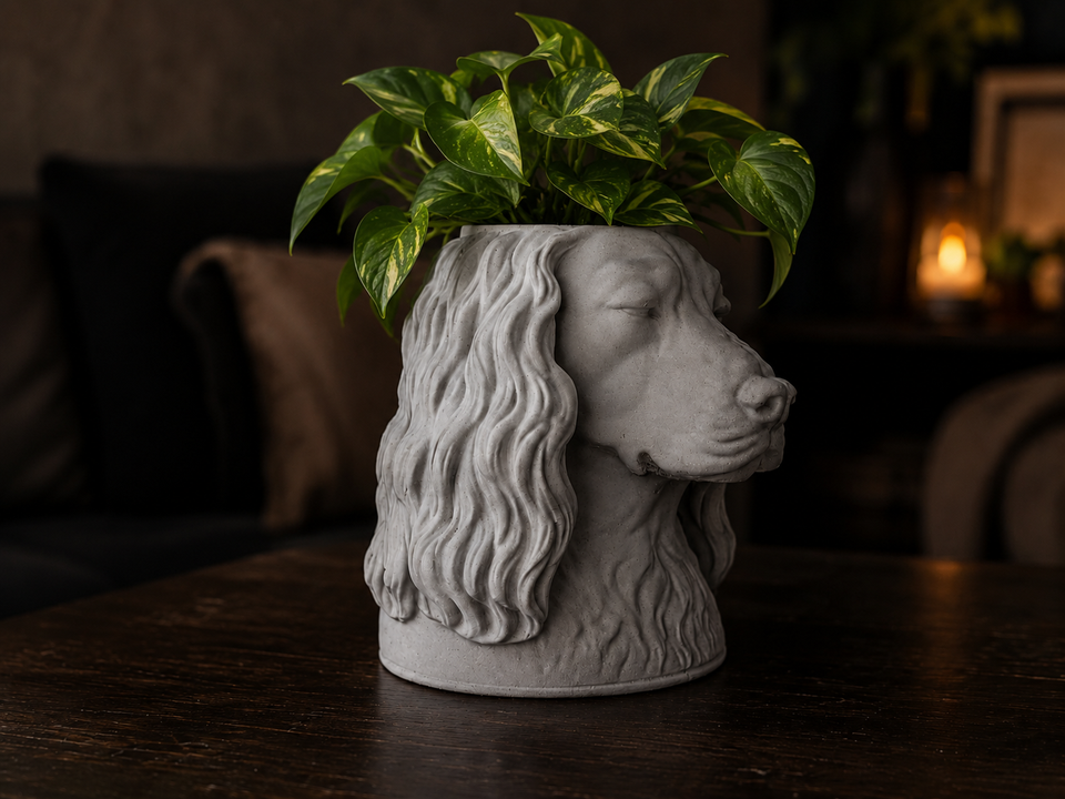 Custom cast stone pet plant pot made from pet photos view 9