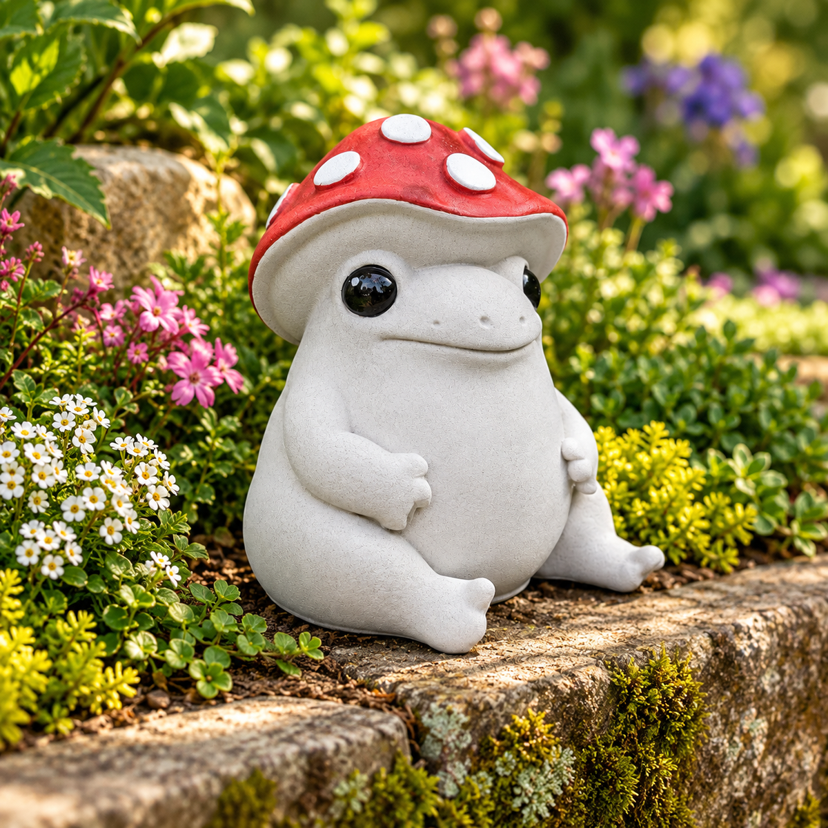 Mushroom-hat garden frog