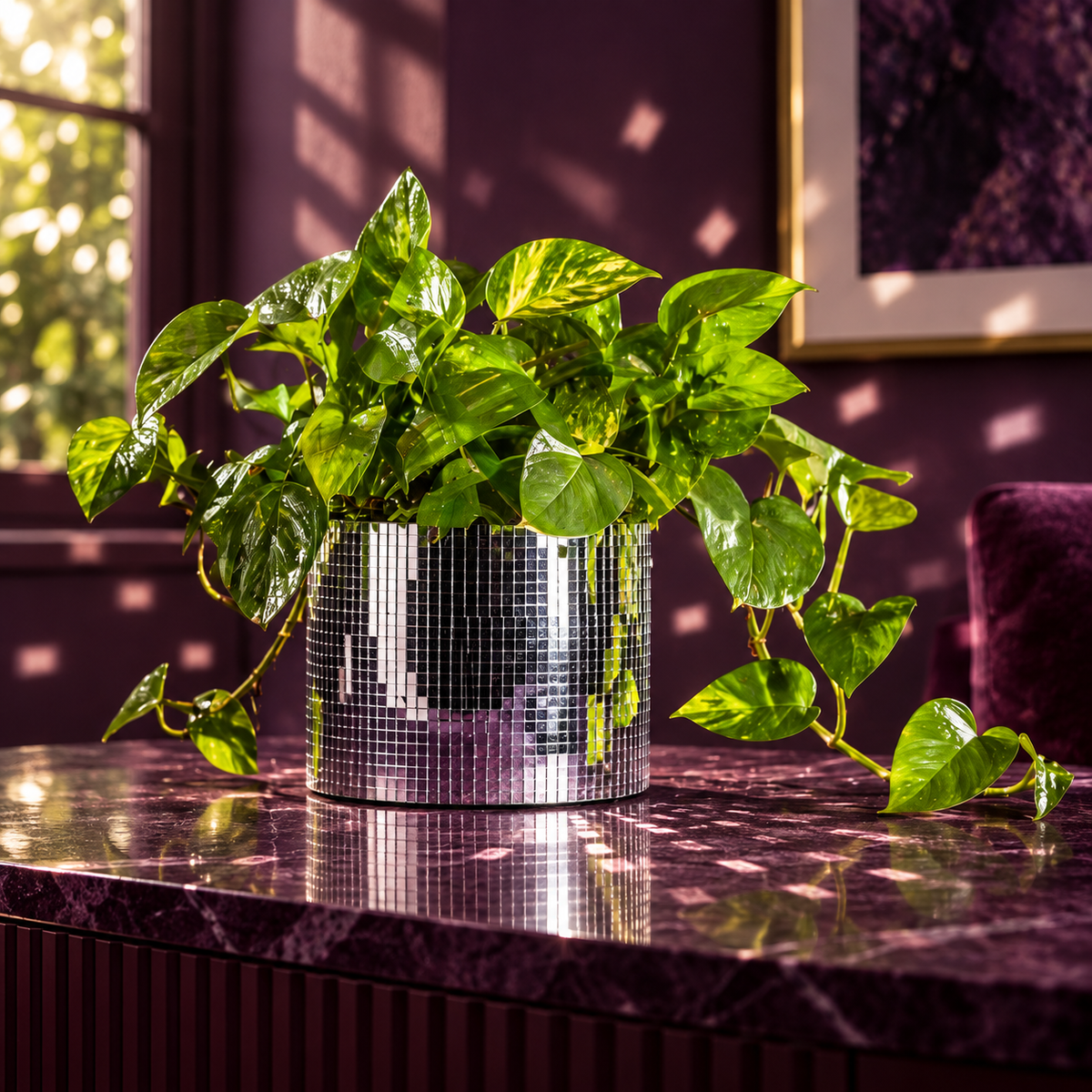 Mirror-tile plant pot
