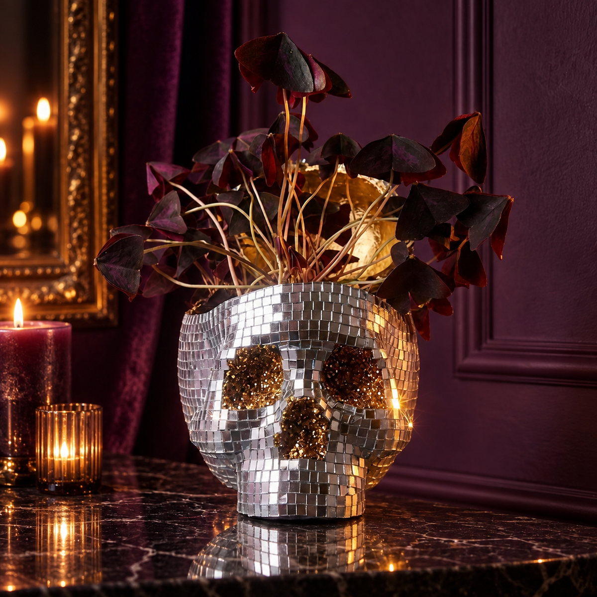 Disco skull planter