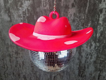 Pink Cowboy Hat Disco Ball • Fun Western Party Decor, Unique Car Ornament, Hen Night Gift, Car Ornament