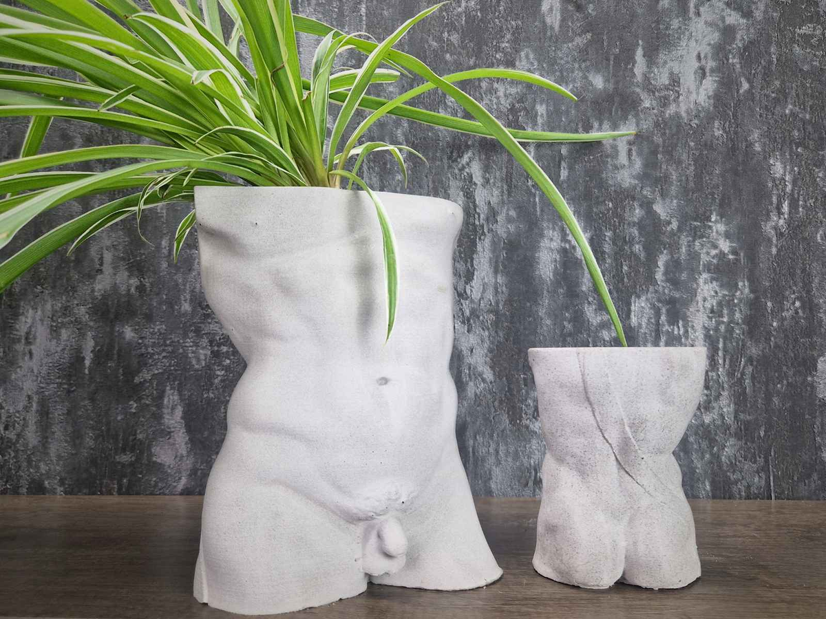 Greek God Male Planter side profile showing texture