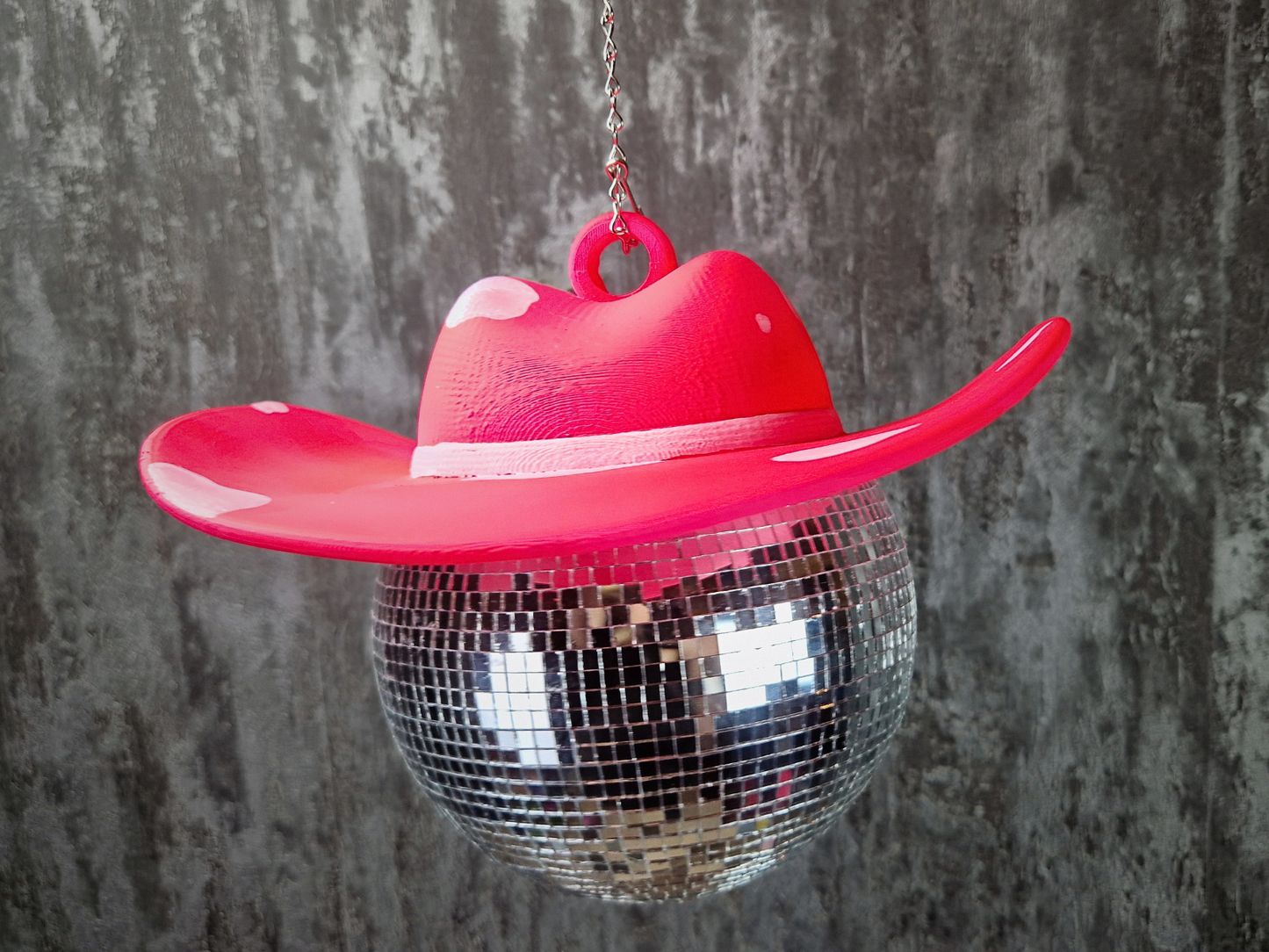 Pink Cowboy Hat Disco Ball • Fun Western Party Decor, Unique Car Ornament, Hen Night Gift, Car Ornament