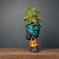 African Woman Head Planter side profile showing texture