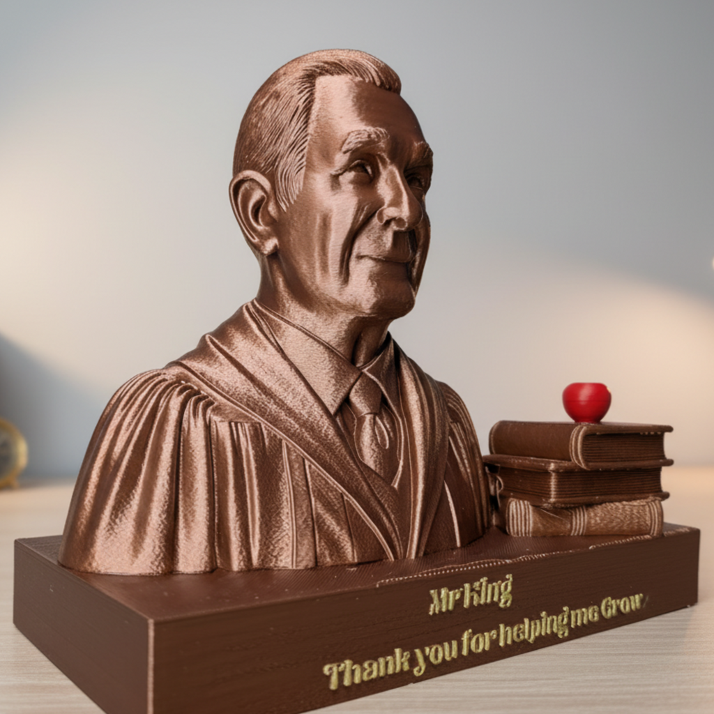 Thank You Teacher Portrait Bust with Engraved Base