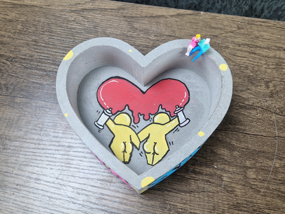 Heart-Shaped Graffiti Ashtray, trinket tray, Custom Colors & Names • Unique Home Decor, Artistic Gift Idea