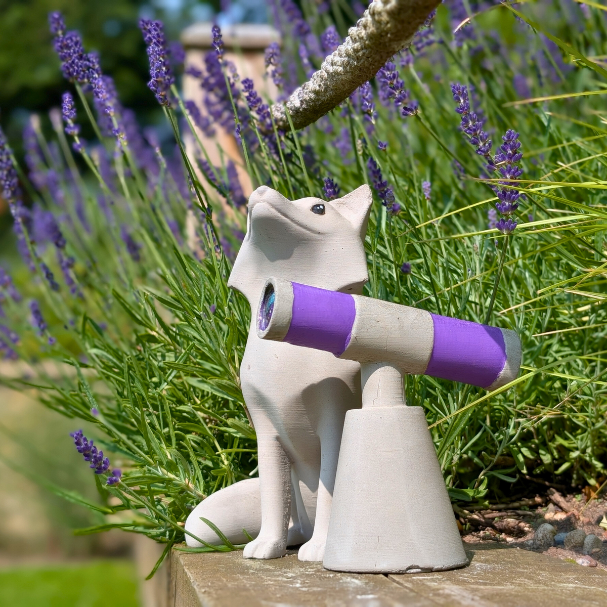 Stargazing Fox Statue texture close-up showing cast stone finish