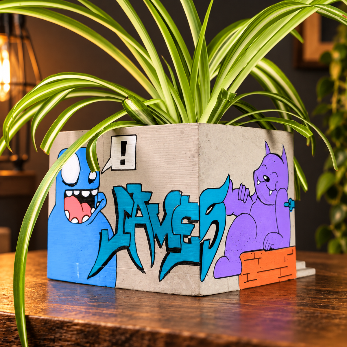 Graffiti building planter